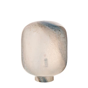 Tafellamp bola glas blauw/wit L