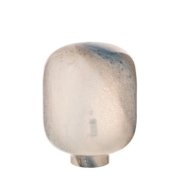 Tafellamp bola glas blauw/wit L