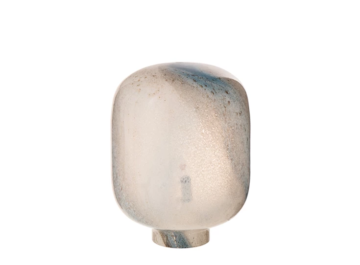 Tafellamp bola glas blauw/wit L