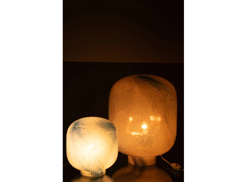 Tafellamp bola glas blauw/wit L sfeer