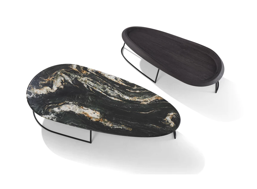 Bovenkant Salontafel Surf 1388 solid wood hout eik dark oak Draenert