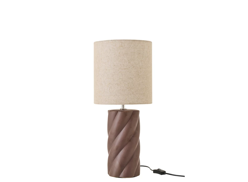 Tafellamp swirl keramiek donkerbruin/ naturel L