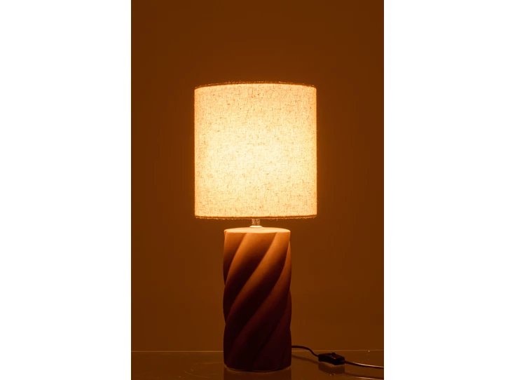 Tafellamp swirl keramiek donkerbruin/ naturel L sfeer