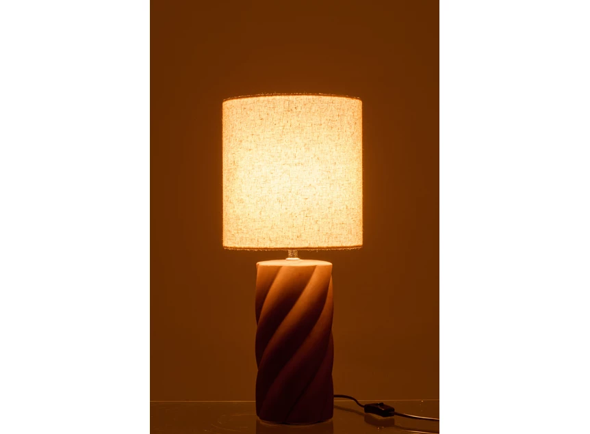 Tafellamp swirl keramiek donkerbruin/ naturel L sfeer