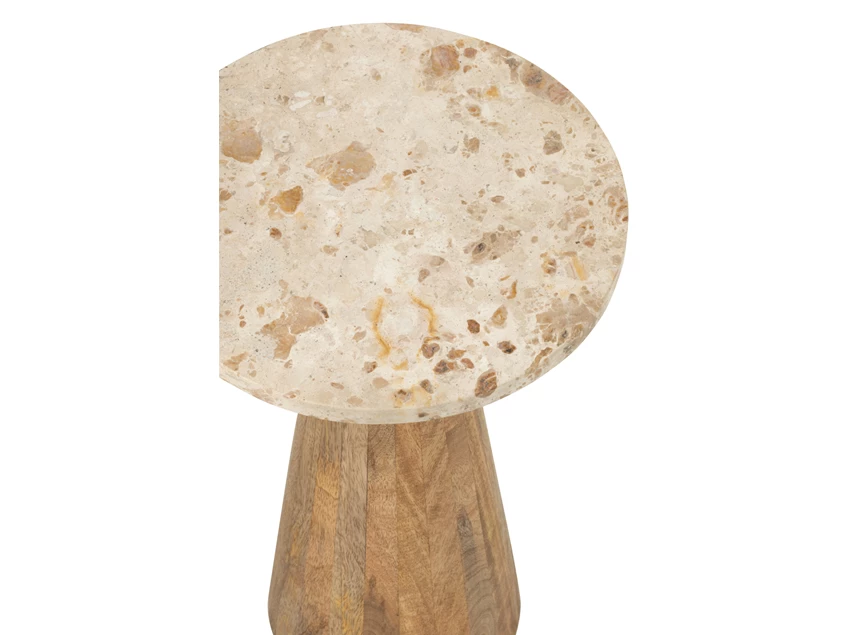 S/2 bijzettafel rond marmer beige/bruin kleur