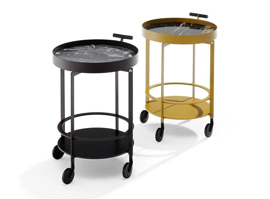 Set leeg Bar Cart Day 1387 brons goud metaal Draenert