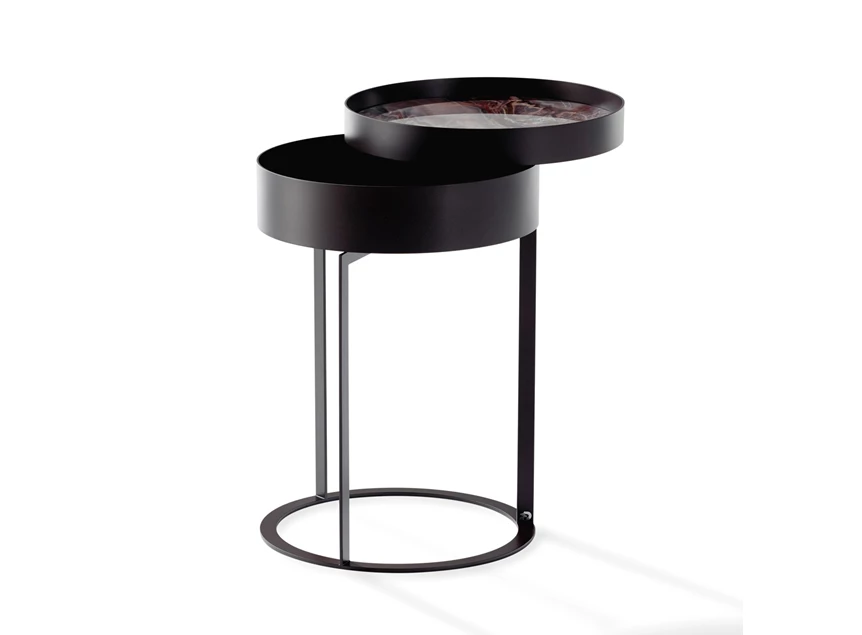 Nachttafel Night 1385 metaal zwart natuursteen Draenert