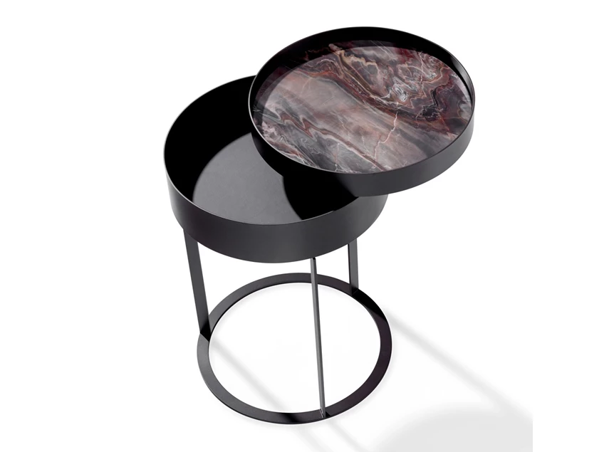 Bovenkant Nachttafel Night 1385 metaal zwart natuursteen Draenert