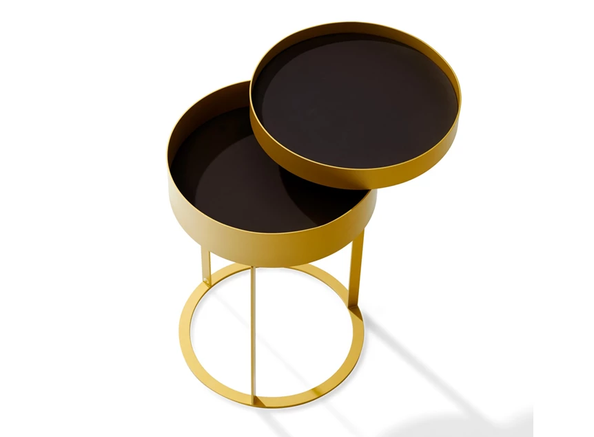 Bovenkant Nachttafel Night 1385 metaal goud leder Draenert