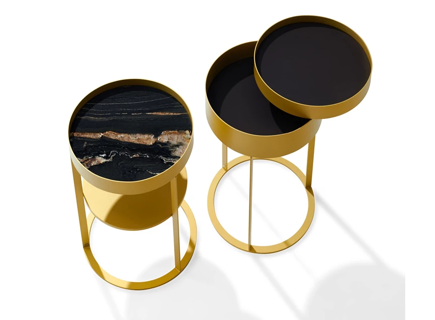 Opbergvak Nachttafel Night 1385 metaal goud leder Draenert