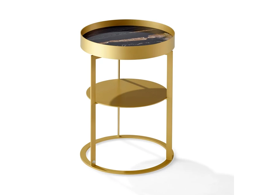 Bijzettafel Night 1385 metaal goud natuursteen Draenert