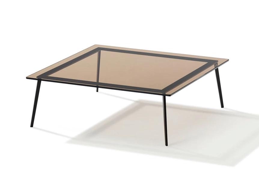 Salontafel Tosca transparant glas bruin vierkant Draenert