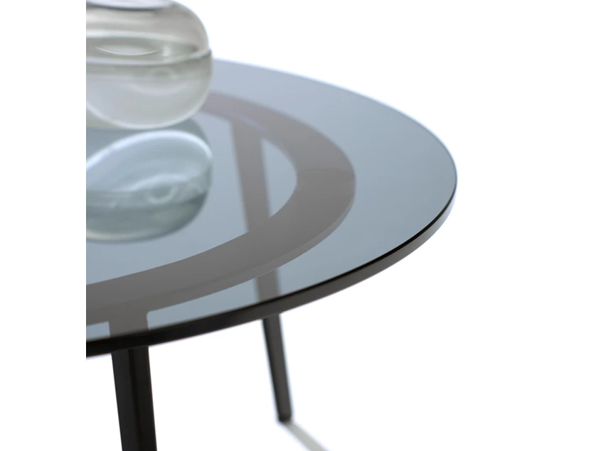 Detail Salontafel Tosca rond transparant glas gray Draenert