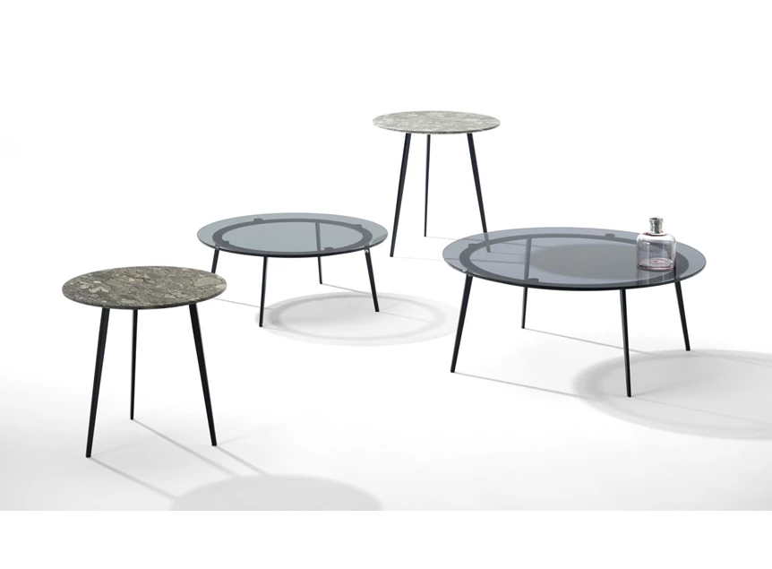 Set Salontafel Tosca rond transparant glas gray Draenert