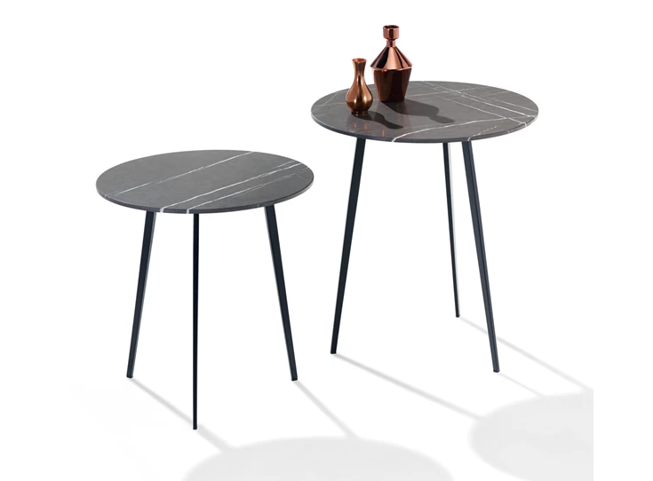 Bijzettafel set Tosca rond natuursteen Draenert