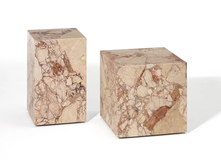 Beige Bijzettafels Qbic vierkant natuursteen Draenert