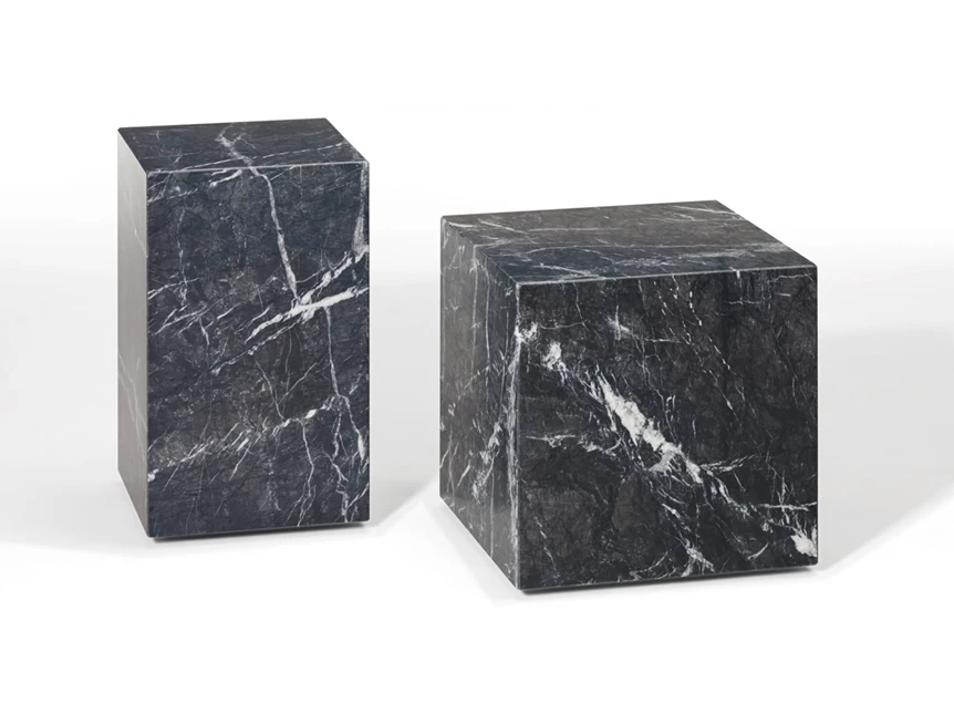 Zwart Bijzettafels Qbic vierkant natuursteen Draenert