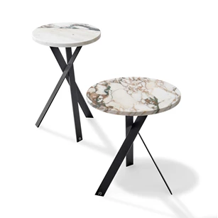 Bijzettafel Mortimer rond natuursteen Calacatta Gold Draenert