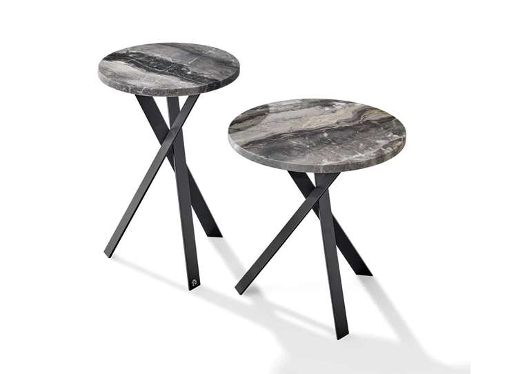 Bijzettafel Mortimer rond natuursteen Orobico Black Draenert