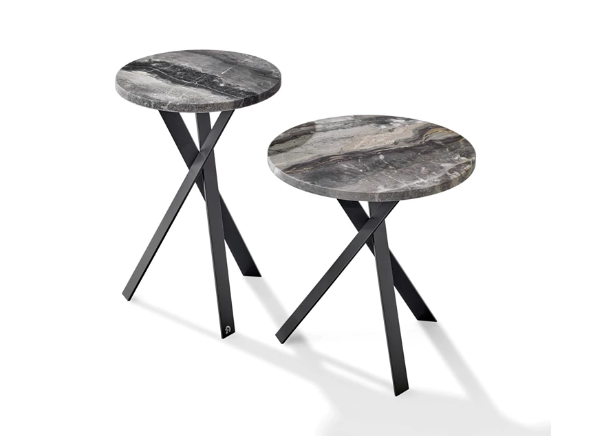 Bijzettafel Mortimer rond natuursteen Orobico Black Draenert