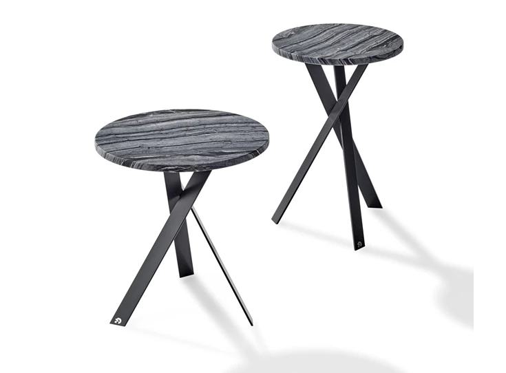 Bijzettafel Mortimer rond natuursteen Silver Wave Draenert