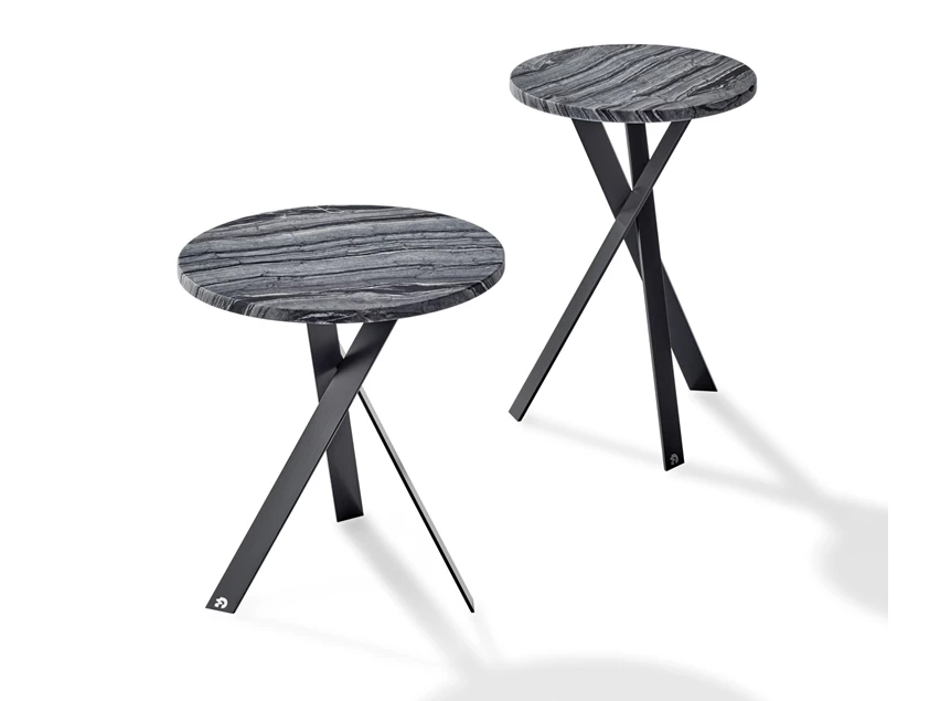 Bijzettafel Mortimer rond natuursteen Silver Wave Draenert