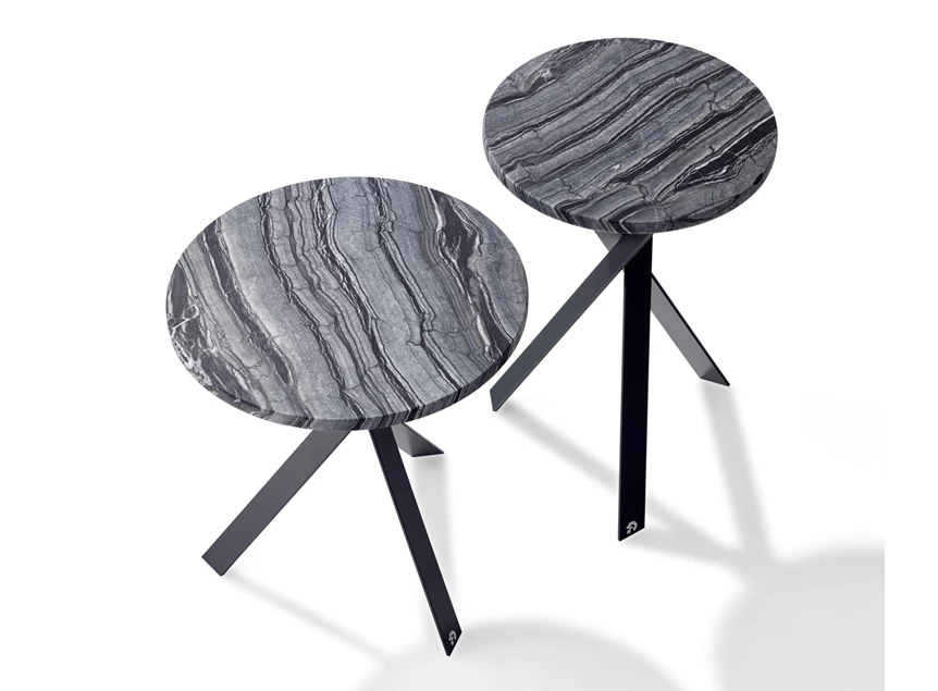 Bovenkant Bijzettafel Mortimer rond natuursteen Silver Wave Draenert