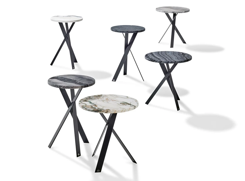 Set Bijzettafel Mortimer rond natuursteen Draenert