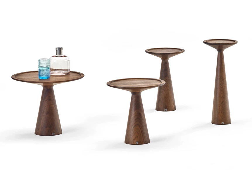 Set Bijzettafel Figura 1015 massief Amerikaans walnoot Draenert