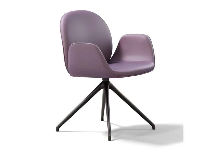 Armstoel Cobe 2066 stervoet leder lila Draenert