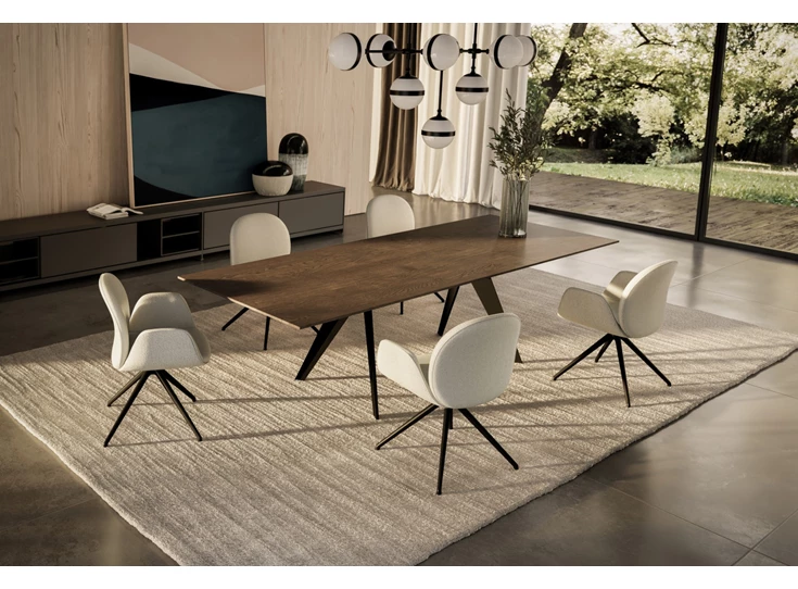 Sfeerfoto Armstoel Cobe 2066 stervoet stof beige Draenert
