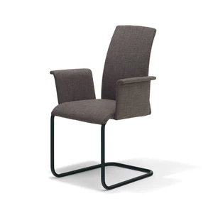 Armstoel Luma 2063 stof donkergrijs poot zwart Draenert