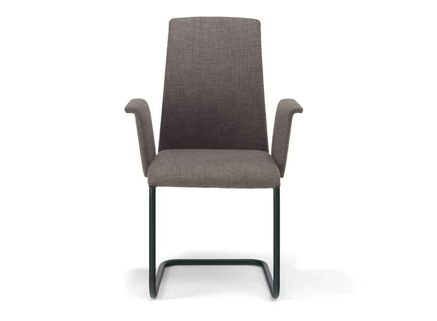 Front Armstoel Luma 2063 stof donkergrijs poot zwart Draenert