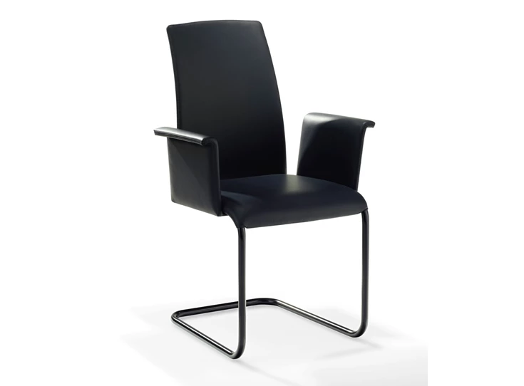 Armstoel Luma 2063 leder zwart poot cantilever Draenert