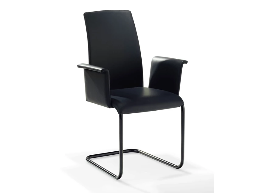 Armstoel Luma 2063 leder zwart poot cantilever Draenert