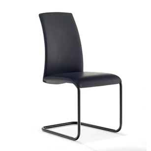 Stoel Luma 2063 leder zwart poot canrilever Draenert