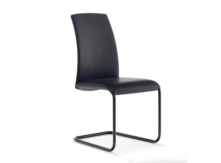 Stoel Luma 2063 leder zwart poot canrilever Draenert