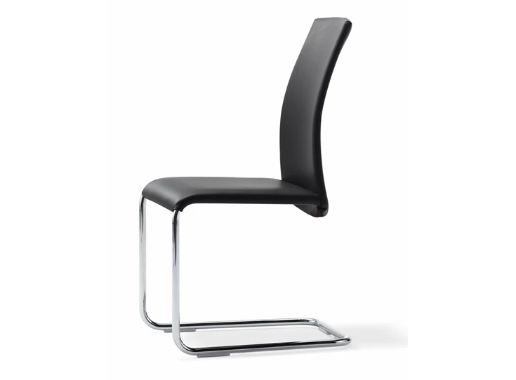 Stoel Luma 2063 leder zwart poot chroom Draenert