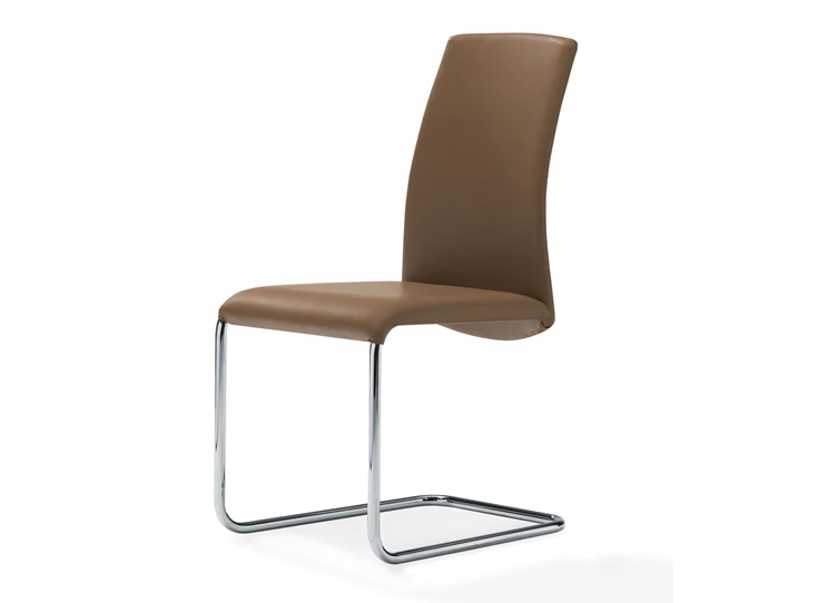Stoel Luma 2063 leder bruin poot chroom Draenert