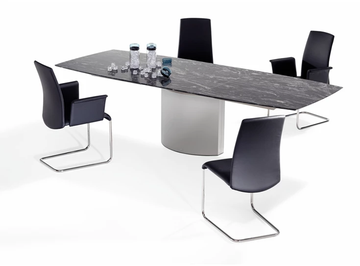 Met tafel Stoel Luma 2063 leder zwart poot chroom Draenert