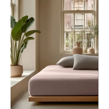 Hoeslaken mousseline blush roze sfeer