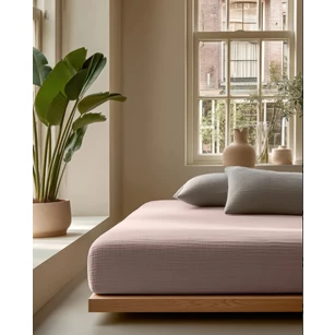 Hoeslaken mousseline blush roze sfeer