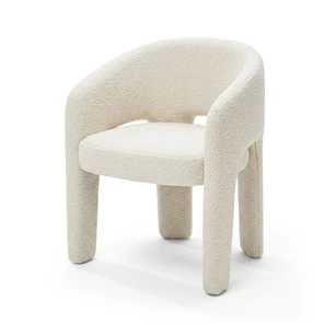 Armstoel Elefantino 2033 stof bouclé gebroken wit beige Draenert