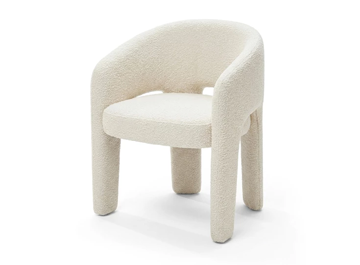 Armstoel Elefantino 2033 stof bouclé gebroken wit beige Draenert