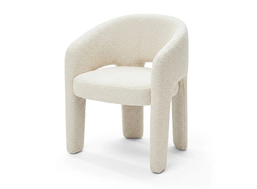 Armstoel Elefantino 2033 stof bouclé gebroken wit beige Draenert