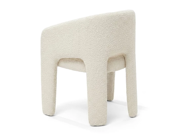 Zijkant Armstoel Elefantino 2033 stof bouclé gebroken wit beige Draenert