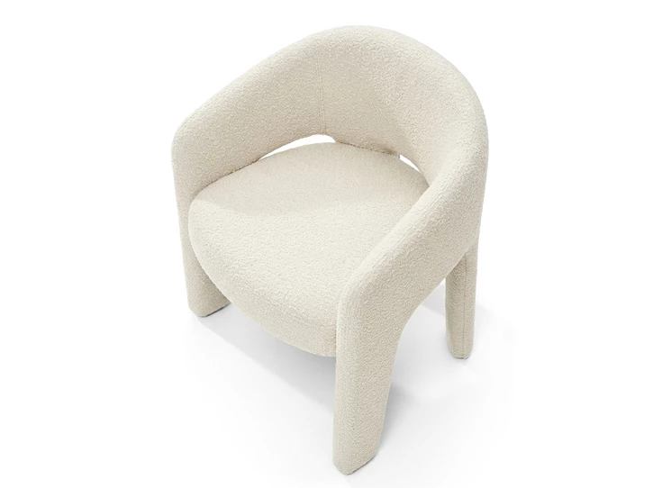 Bovenkant Armstoel Elefantino 2033 stof bouclé gebroken wit beige Draenert