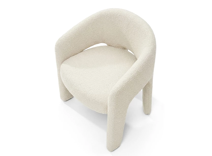 Bovenkant Armstoel Elefantino 2033 stof bouclé gebroken wit beige Draenert