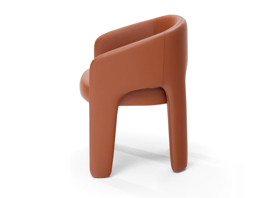 Zijkant Armstoel Elefantino 2033 leder cognac koper Draenert