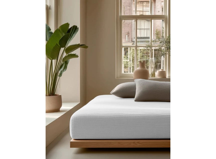 Hoeslaken mousseline wit sfeer